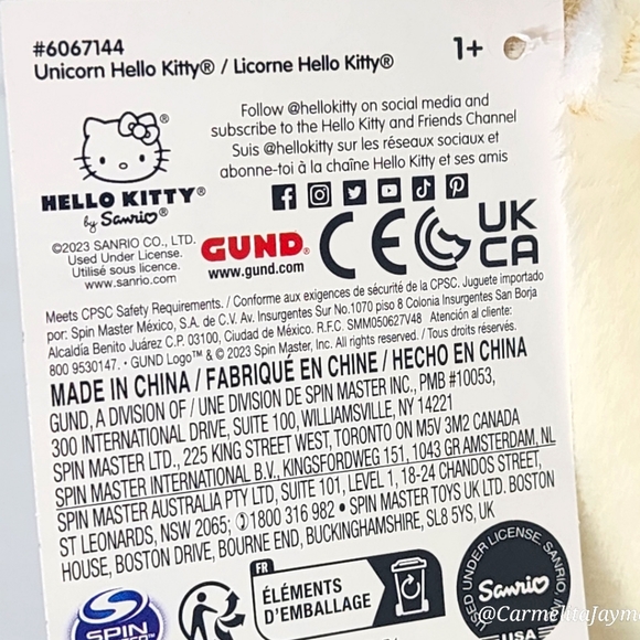 HELLO KITTY 🦄 GUND X Sanrio Yellow Hello Kitty Unicorn Plush ☆》NWT 《☆ - Picture 5 of 8